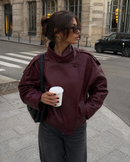 Jaqueta Feminina Oversized Couro Eco Gola Alta Estilo Europeia Vintage Premium Modern Verona