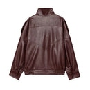 Jaqueta Feminina Oversized Couro Eco Gola Alta Estilo Europeia Vintage Premium Modern Verona